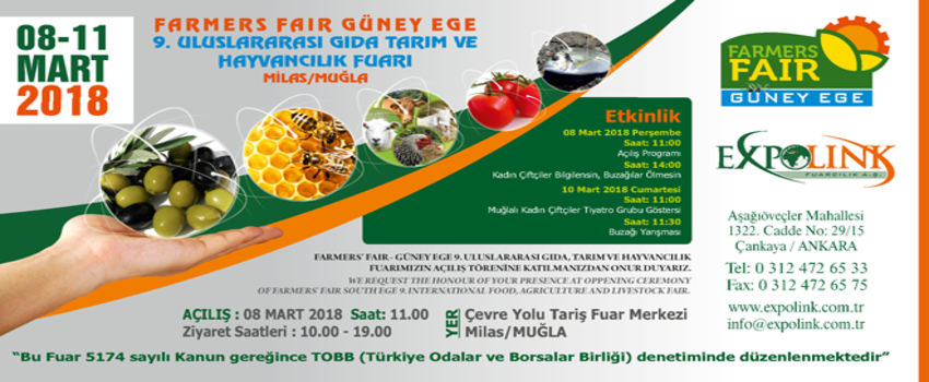 Farmers` Fair - Güney Ege 9.Uluslararası Gıda, Tarım ve Hayvancılık Fuarı