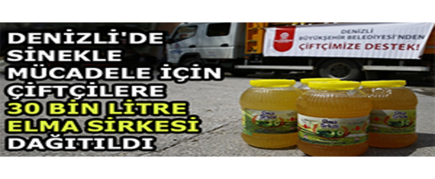 Denizli`de Sinekle Mücadele İçin Çiftçilere 30 Bin Litre Elma Sirkesi Dağıtıldı