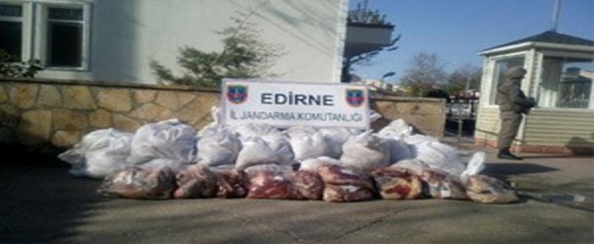 Edirne`de 1 Ton 310 Kilo Kaçak Et Ele Geçirildi