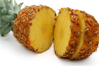 ANANAS 1 porsiyon ananas 125 gram ve ortalama 75 kaloridir İçeriğinde A ve C vitamini ile potasyum kalsiyum magnezyum ve fosfor bulunur Protein sindiriminde görev alan ananas aynı zamanda barsak hızlandırıcıdır Ayrıca iltihaplanma durumunda bunun için savunmayı arttırır