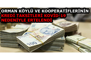 Orman Köylü ve Kooperatiflerinin Kredi Taksitleri Kovid 19 Nedeniyle Ertelendi